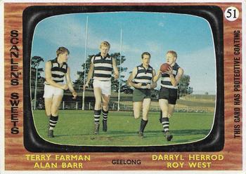 1967 Scanlens VFL #51 Terry Farman / Alan Barr / Daryl Herrod / Roy West Front